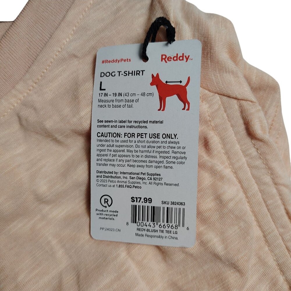 Reddy Dog Large Beige Ruched Detail Lightweight Pet T-Shirt - Picture 3 of 6